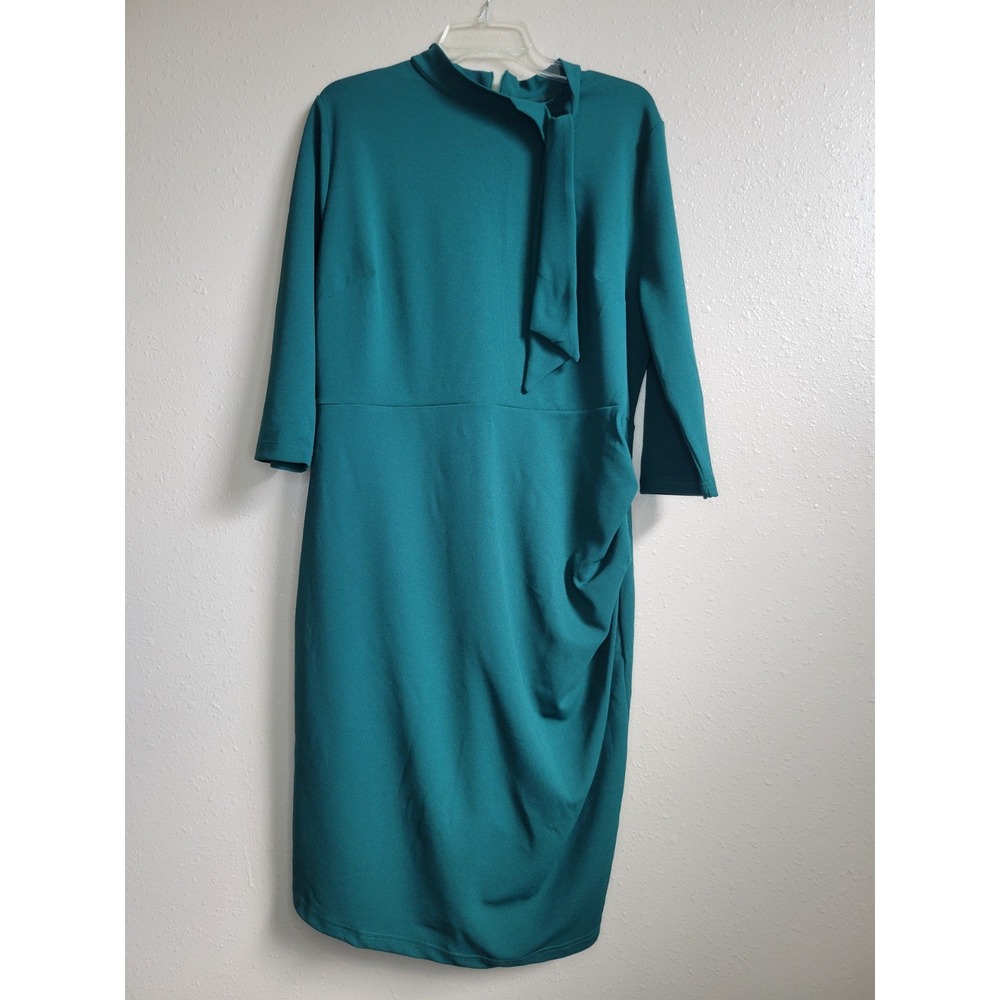 Miusol Dress Womens Dark Green Sleeveless Sheath Bow Neck Cocktail‎ Formal XXL